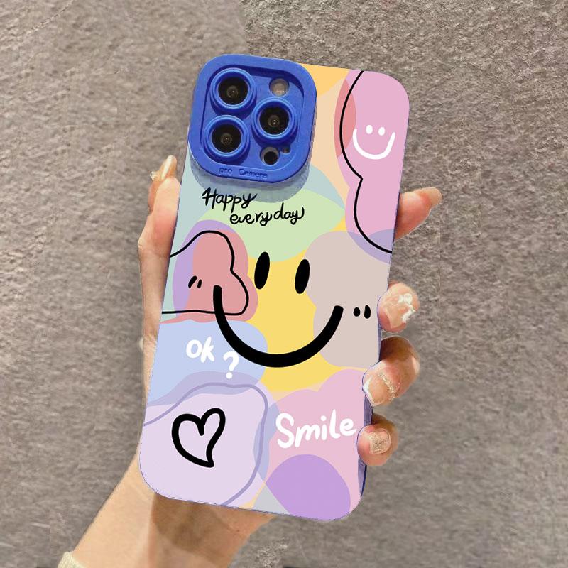 Phone Case For iPhone 17 16 15 14 13 12 11 Pro Max Plus Mini XS X XR 16e Cute Smile Love Heart Design Candy Soft Silicone Cover