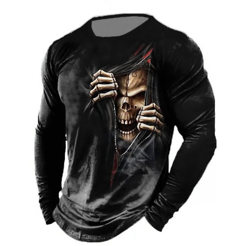 Men's T-shirt Retro American Street Style Long-Sleeved Shirt 3D Printed Sports T-shirt Round-neck Long-Sleeved Tee Harajuku Y2k