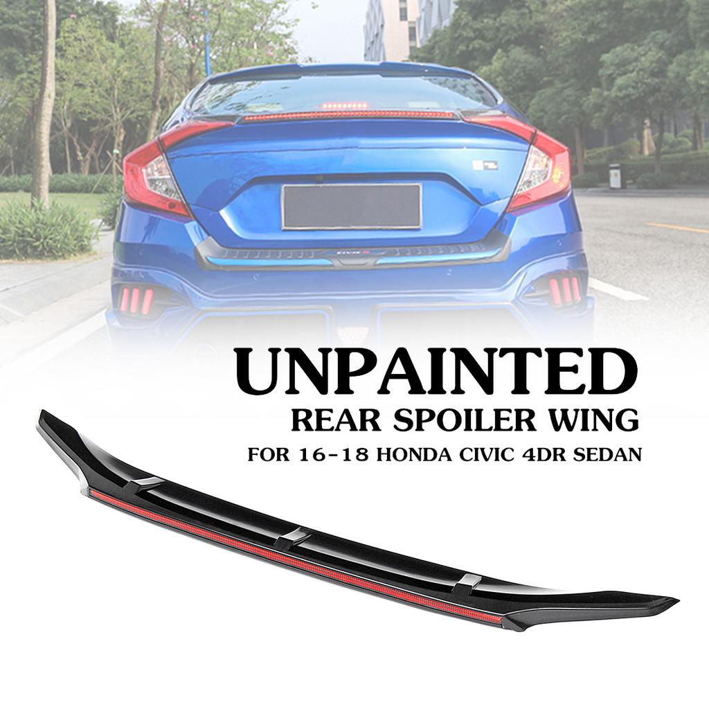 For 2016-2018 Honda Civic 4DR//Sedan TYPE-R Unpainted Black Trunk Spoiler Wing