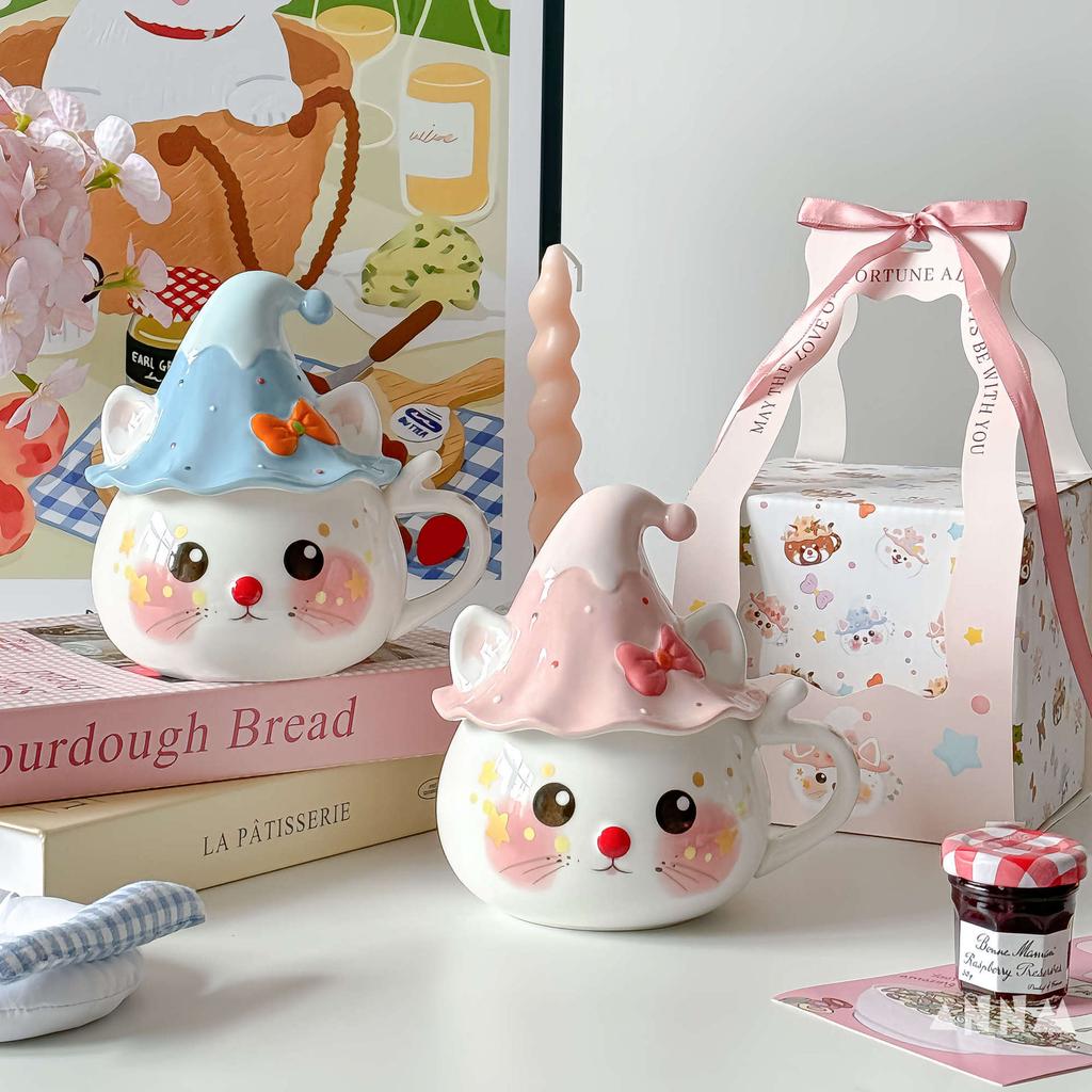 Birthday Gifts Mugs with LIDS Ceramic Cups. Halloween Gifts Christmas Water saving Cups Cute Ghost Cups for Girls