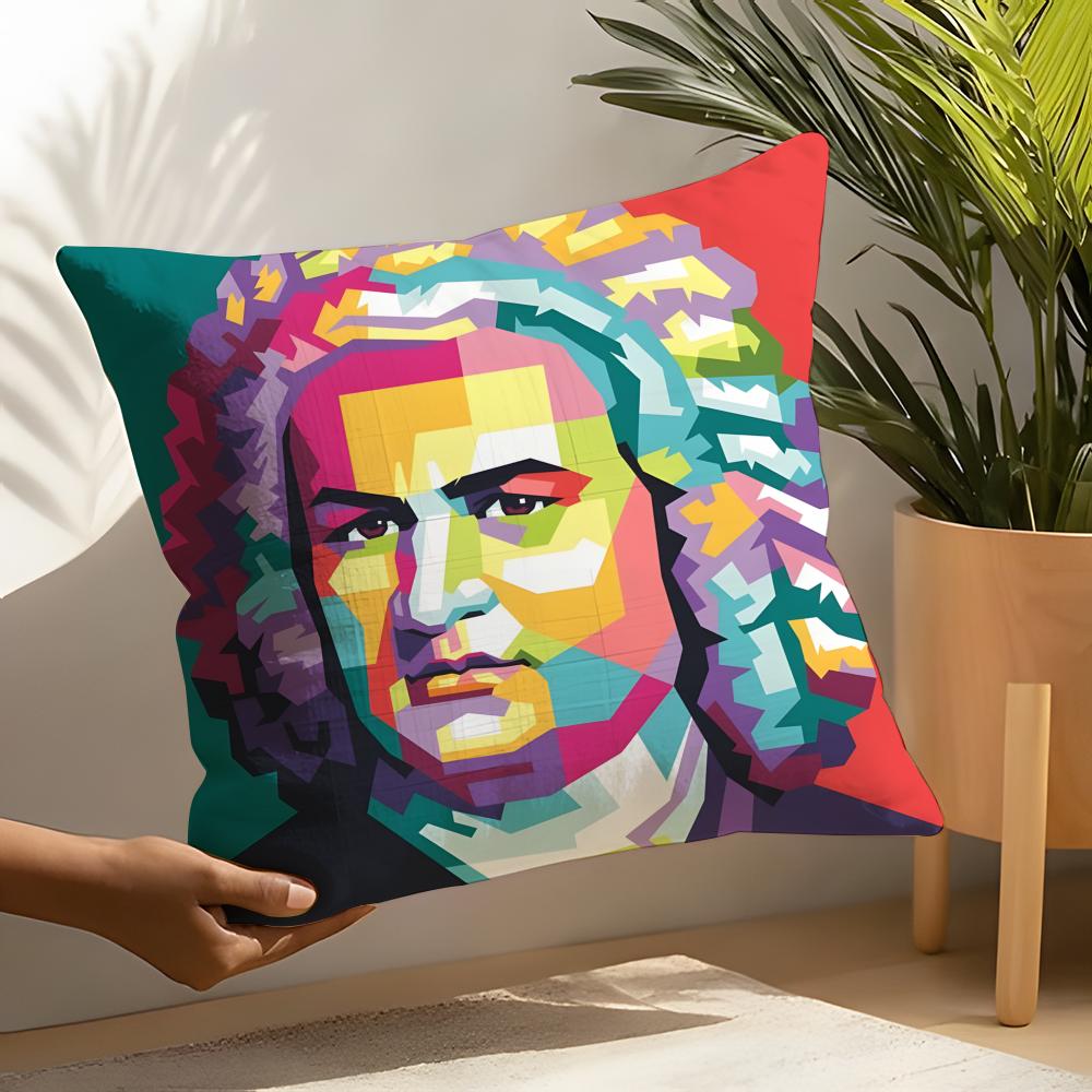 

Classical Johann Sebastian Bach Pillow Case Home Living Room Decoration Linen Pillow Cases Cushion Cover 30X30cm