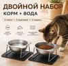 Stainless Food Bowl with Stand, Elevated Pet Feeding Set for Cats