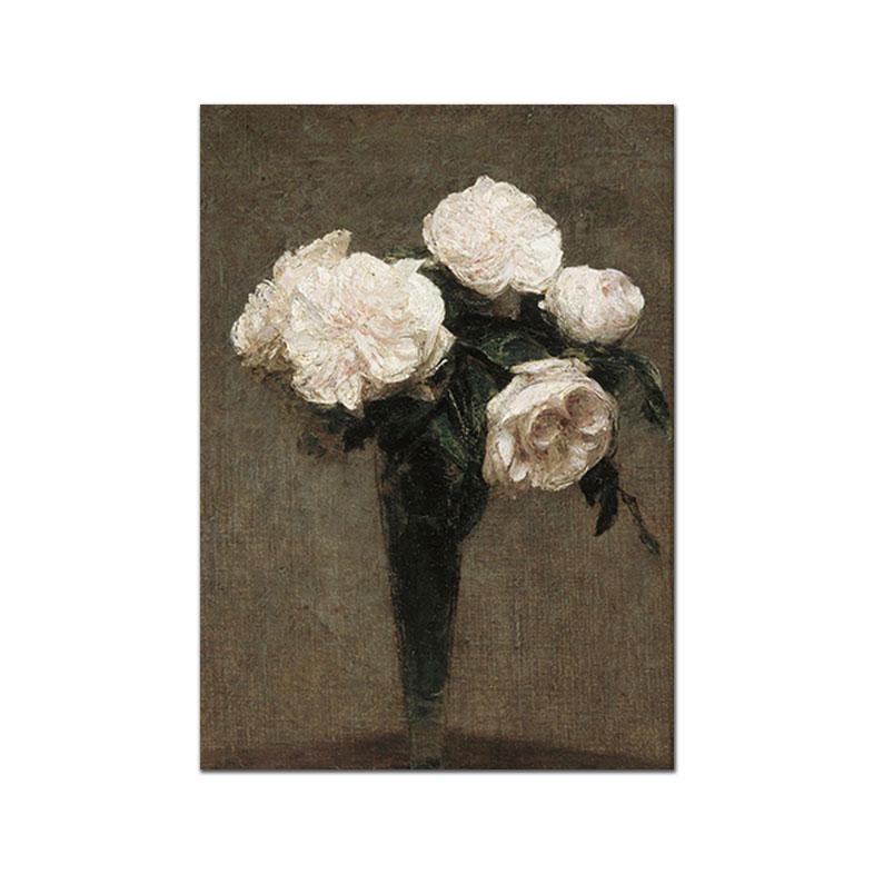 Vintage Country Oil CanvasPainting On  Poster Rose Floral Garden European Art Prints Retro Botanical Gallery Wall Pictures Decor