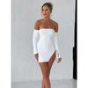 Western Style Women clothes 2024 New Fashion Sexy off-the-Shoulder Wrap-around Split Sheath Short dress