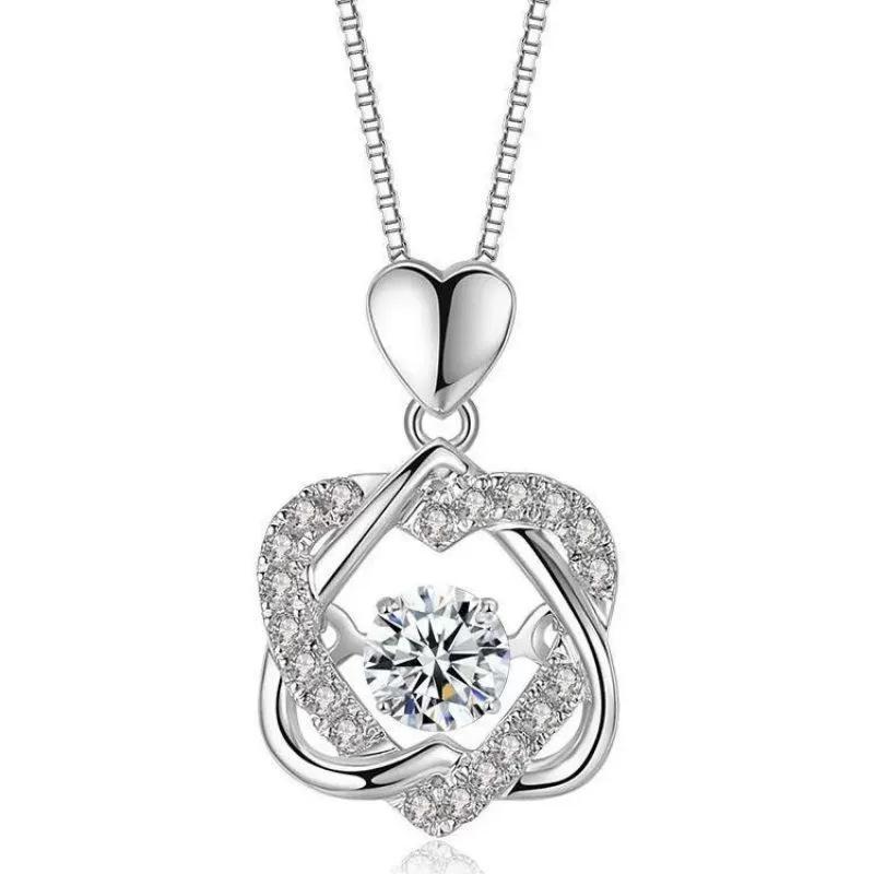 Trendy Rose Gold Double Heart Pendant Necklace - Sparkling Love Gift for Girlfriend