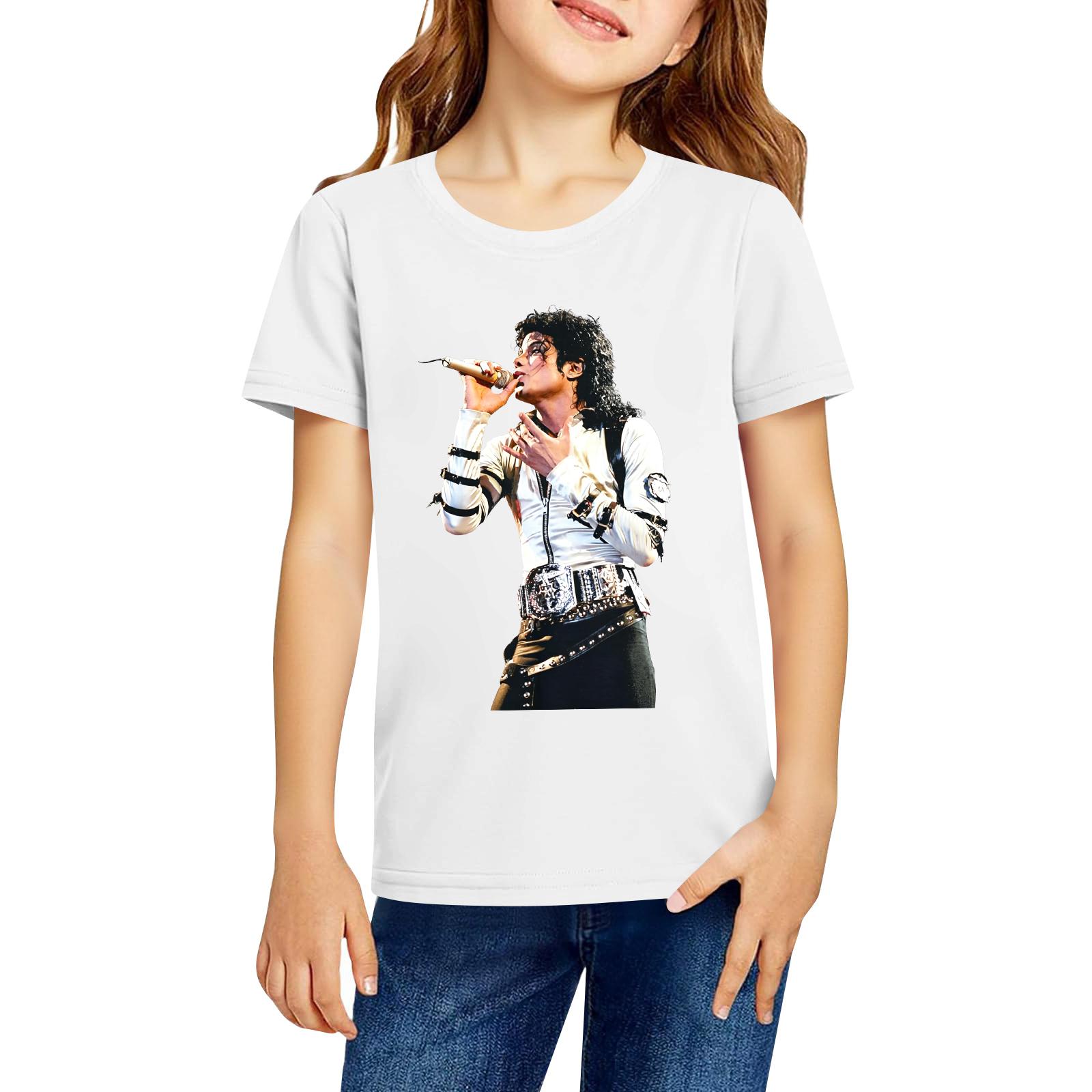 

Fashionable Round Neck Short Sleeve Work Clothes Printed Tops For KID Summer Tops 160 білий