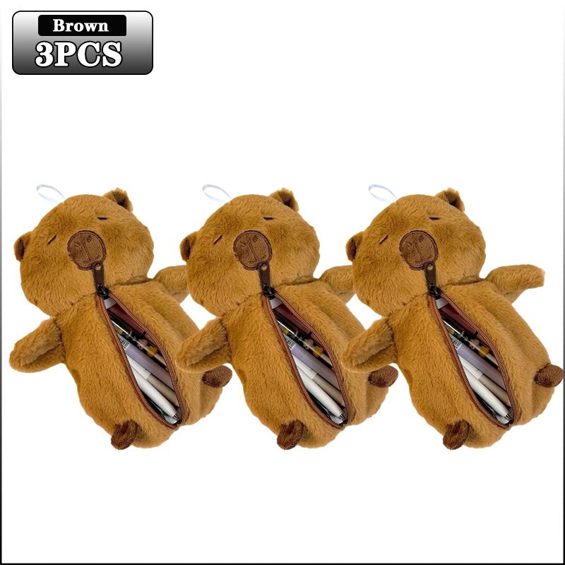 

1-5PCS Capybara Plush Pencil Case Large Capacity Cute Cartoon Student Storage Pouch Desk Stationery Organizer Storage Bag
