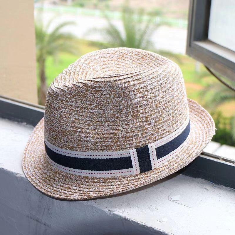Соломенная шляпа Женская шляпа-цилиндр, Солнечная шляпа Мужская регулируемая дорожная шляпа для шопинга, Пляжная шляпа для пары, Джазовая шляпа M（56-58cm） розовый