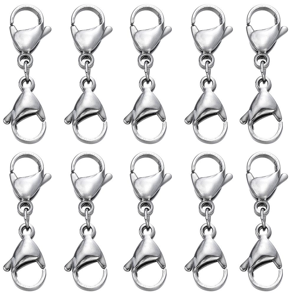 5/10Pcs Stainless Steel Double Lobster Clasp Hooks Chain Closure Accessories Connector for DIY Bracelet Necklace Jewelry Making