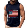 Men's Sleeveless Hoodie Tank Top Casual Muscle Shirt with American Flag Graphic Print Hard Work No Handouts Design for Summer