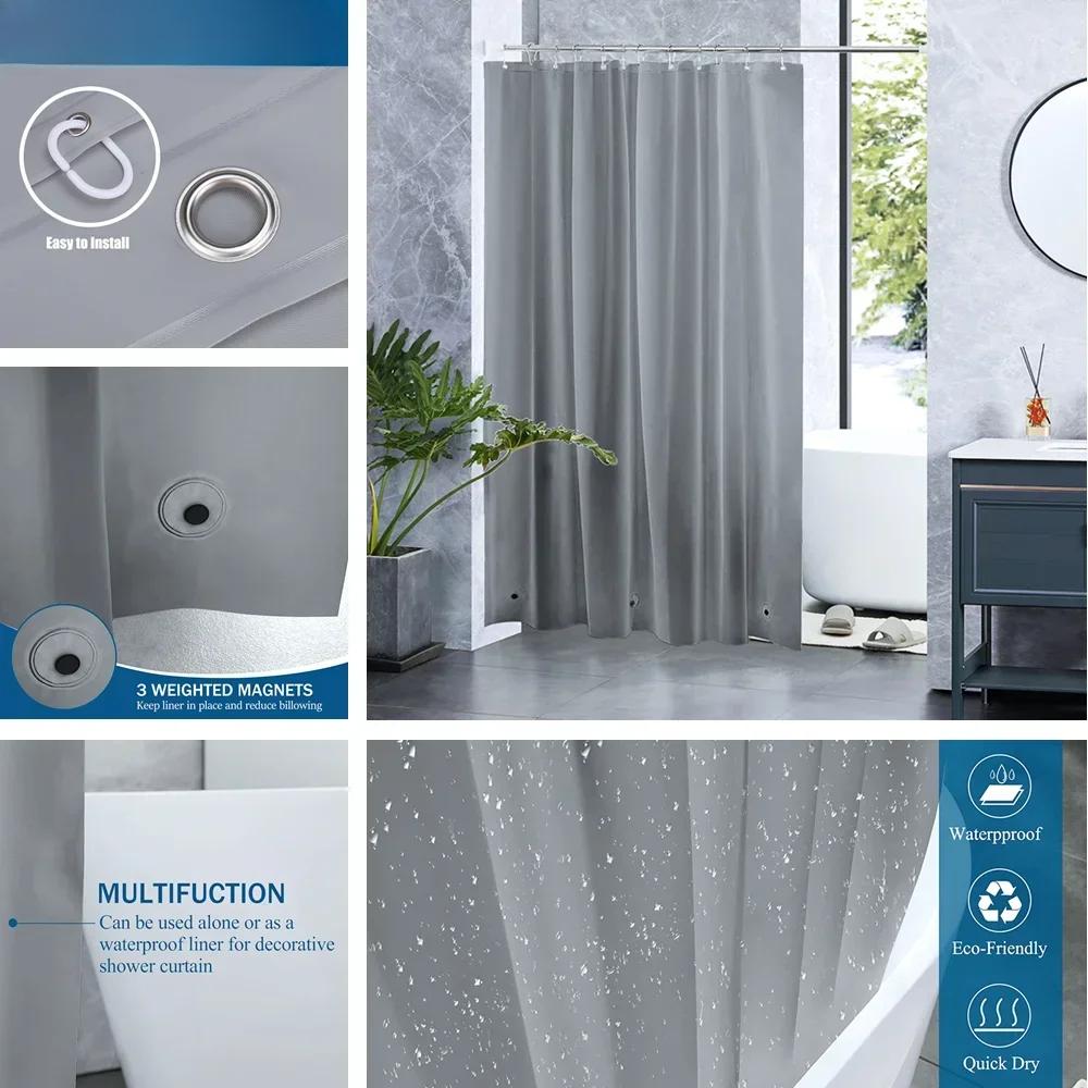 High Clear Shower Curtain Waterproof Transparent Curtains Liner Mildew PEVA Bath Curtains With Hooks Home PEVA Bathroom Decor
