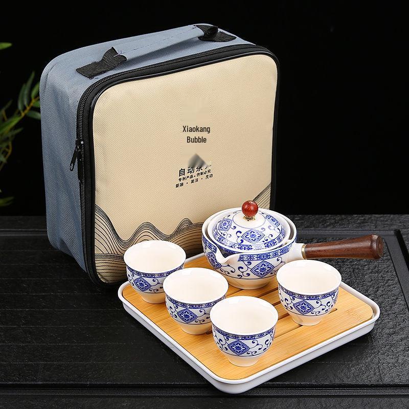 Portable Ceramic Travel Tea Set with Automatic Kung Fu Tea Maker - Business Gift