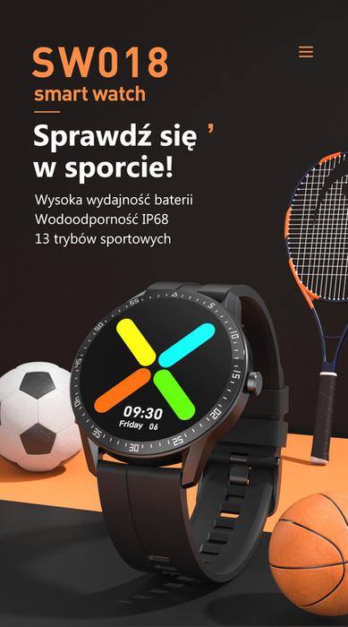 Smartwatch Męski G. Rossi Sw018-5 Black/Blue (Sg012E) Własne Tarcze