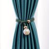 2 Stück Deluxe Französische Raffhalter mit glänzenden Kunstperlen-Akzenten - Elegantes Polyester, kein Bohren, verstellbare Kordel für exquisite Heimdekoration