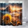 Bright Fabric Art Shower Curtain, Sun Sunflower Design, 72"W X 72"L, Waterproof, Set Includes 12 Hooks