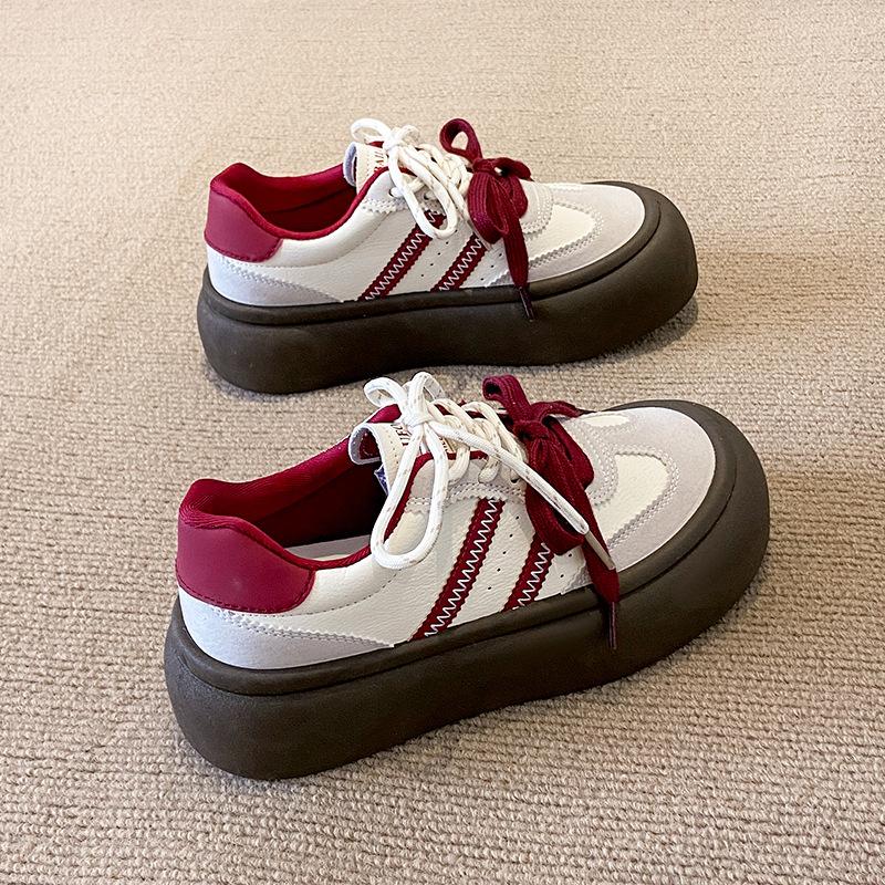 Muffin Platform German Training Shoes Women's 2025 New Autumn Retro Color Matching Versatile Niche Design Casual Board Shoes