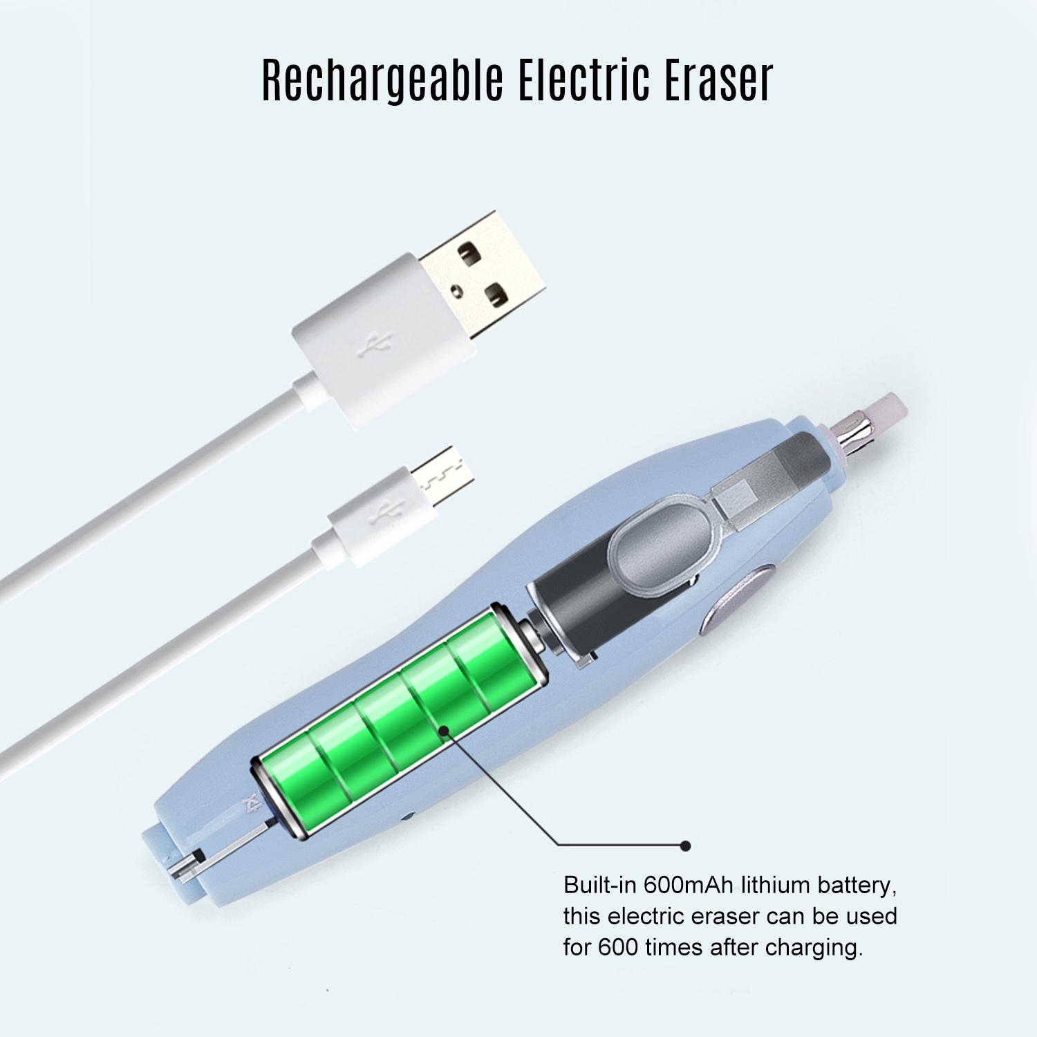 

tenwin Electric Eraser Kit with 16 Eraser Refills Rechargeable Pencil Eraser One button Control Christmas Gift белый