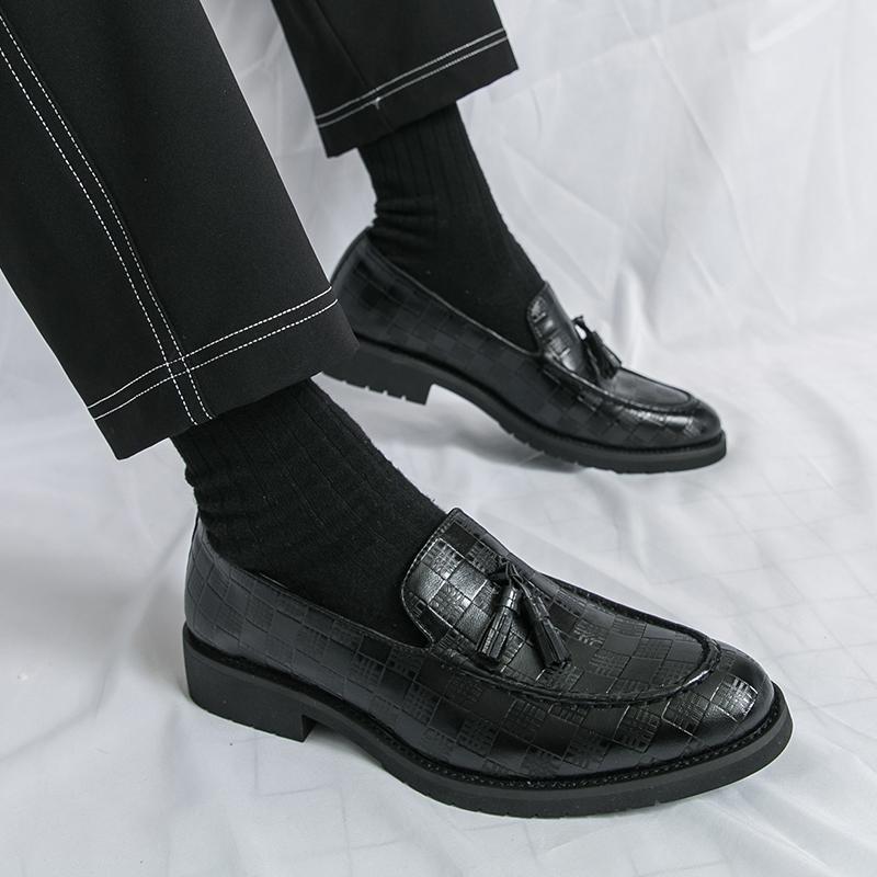 Fashion Men's Pu Leather Oxford Shoes Classic Formal Mens Loafers Business Dress Shoes for Men Comfortable Slip-On Office Wedding Shoes