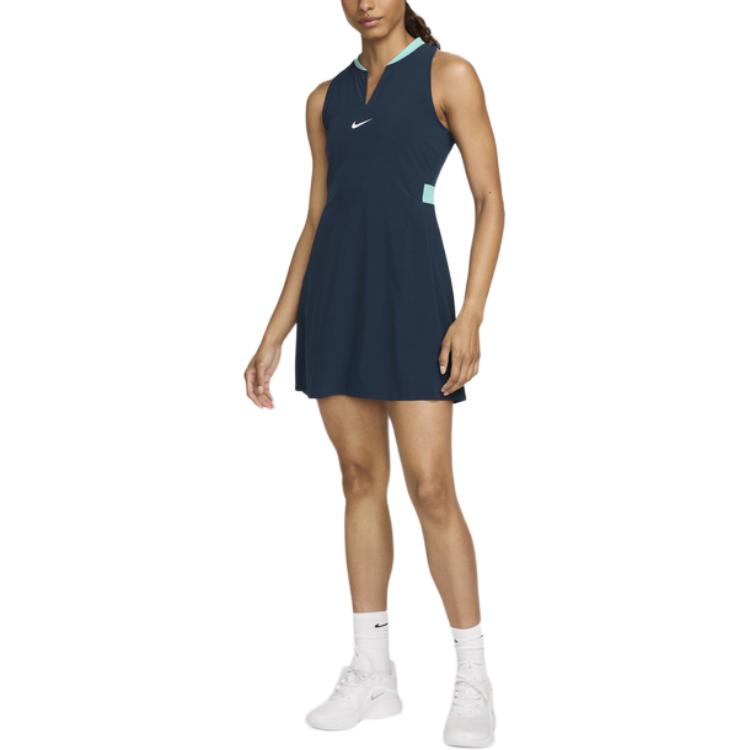 New Nike Dri FIT Advantage Tennis Dress Sleeveless Dress Women's Marine Blue DX1427-478