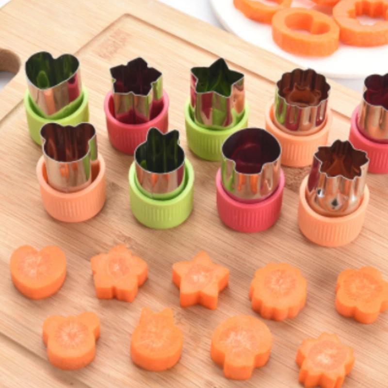 Star Heart Shape Vegetables Cutter Plastic Handle 3Pcs Portable Cook Tools Stainless Steel Fruit Cutting Die Kitchen Gadgets