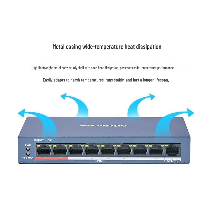 Hikvision 9-Port 100Mbps Unmanaged PoE Switch CN plug (adapter included)