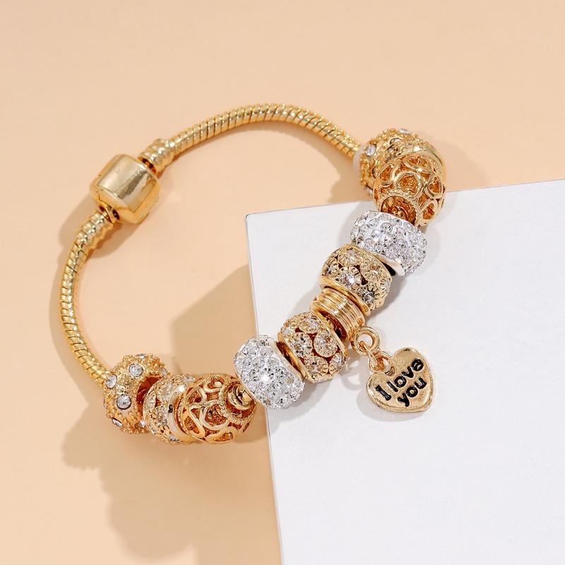 

GemChic женский изысканный сплав полые бусины горный хрусталь браслет классический этнический эластичная цепочка на день рождения рождественский подарок ювелирные изделия