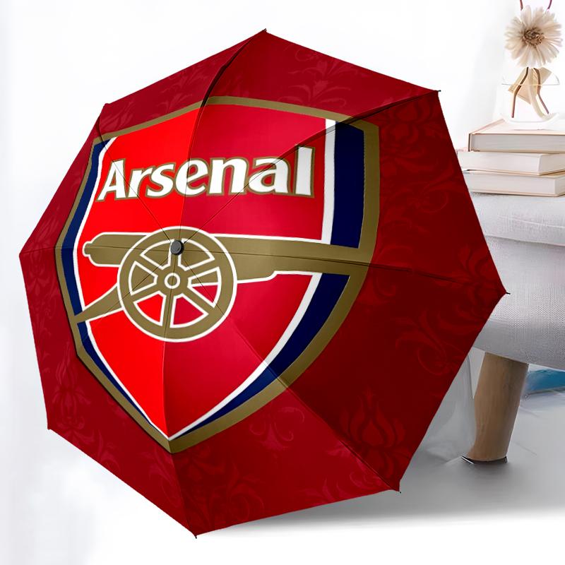 1pc Sturdy 8-Bone Auto Umbrella, Arsenal Umbrella, Digital Printed, Foldable Umbrella for On-the-Go Outdoor Use