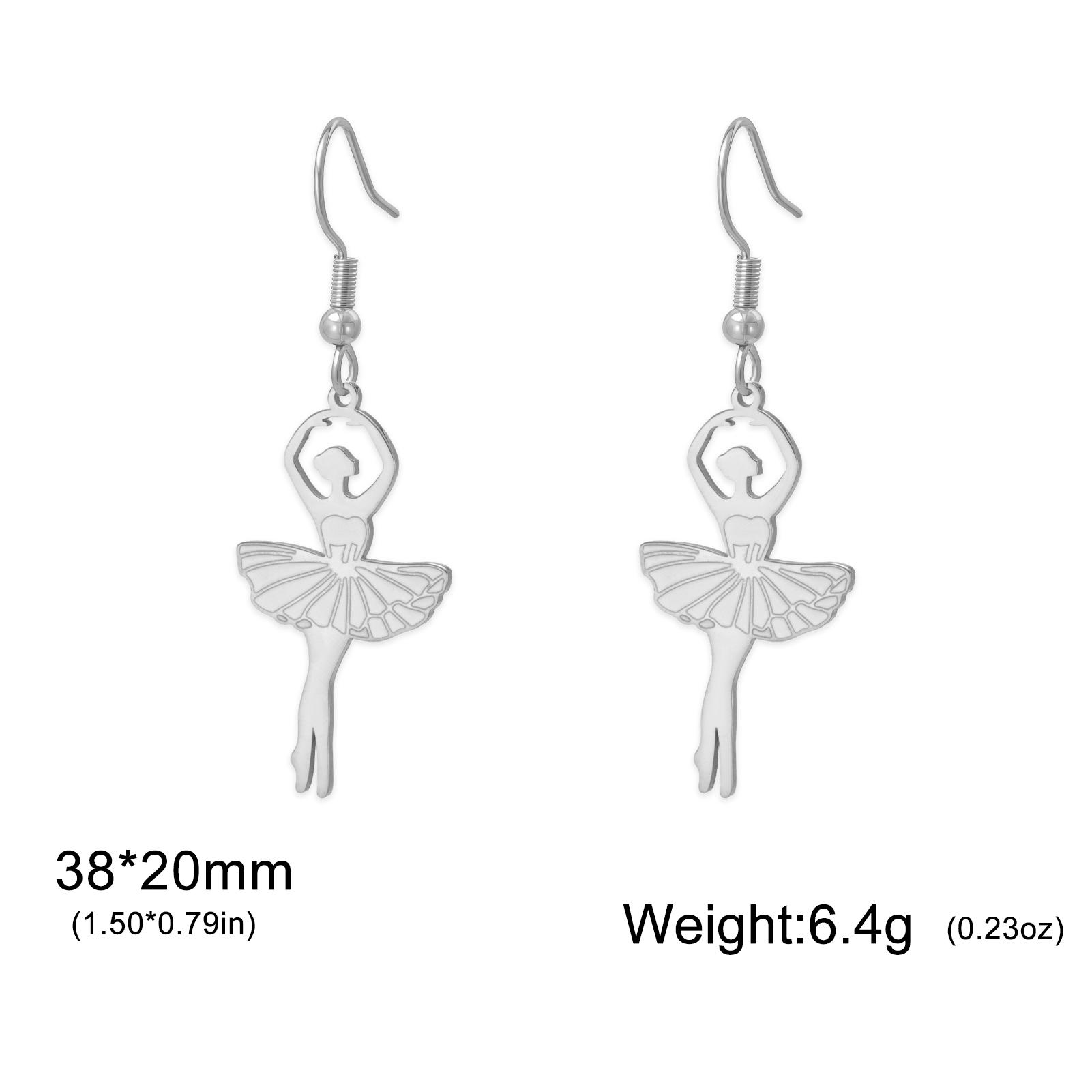 

Teamer Enamel Ballerina Pendant Stainless Steel Dangle Earrings For Women Daily Fashion Wedding Romantic Jewelry Gift 2026 New