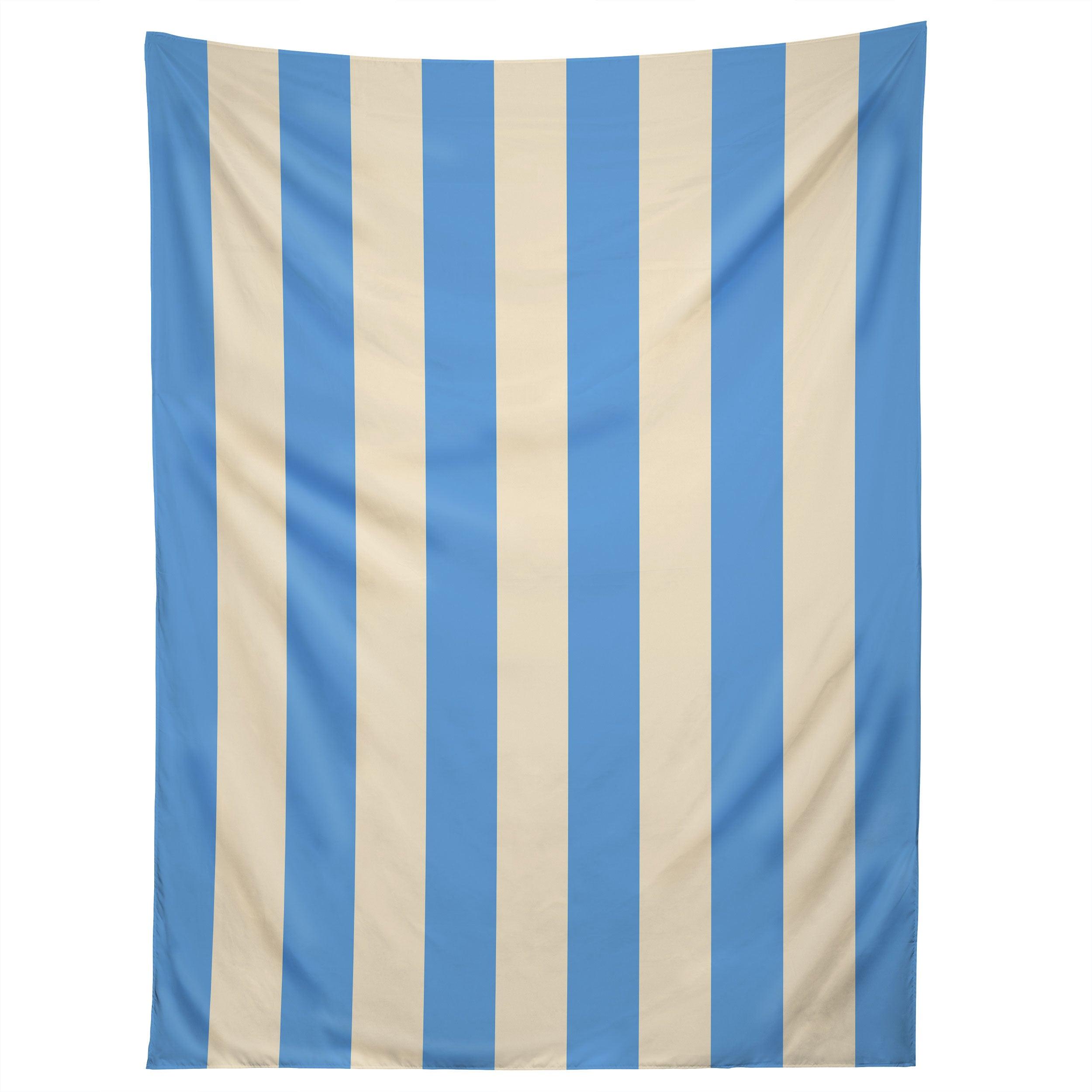 RETRO COASTAL BLUE AND WHITE tapestry 75x100