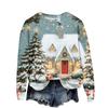 Women's Casual Long Sleeve Christmas Print Neck Pullover Sweatshirt Top