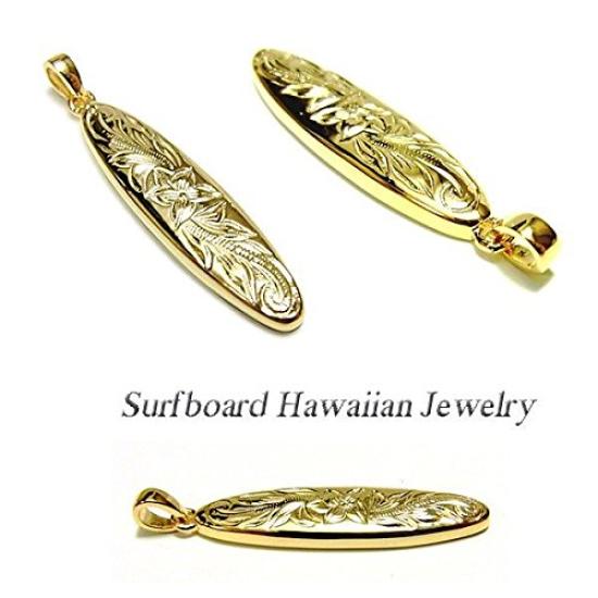 [Jurais] Hawaiian Jewelry Surfboard Necklace for Women and Men - Birthday Gift, Anniversary Gift, Yellow Gold