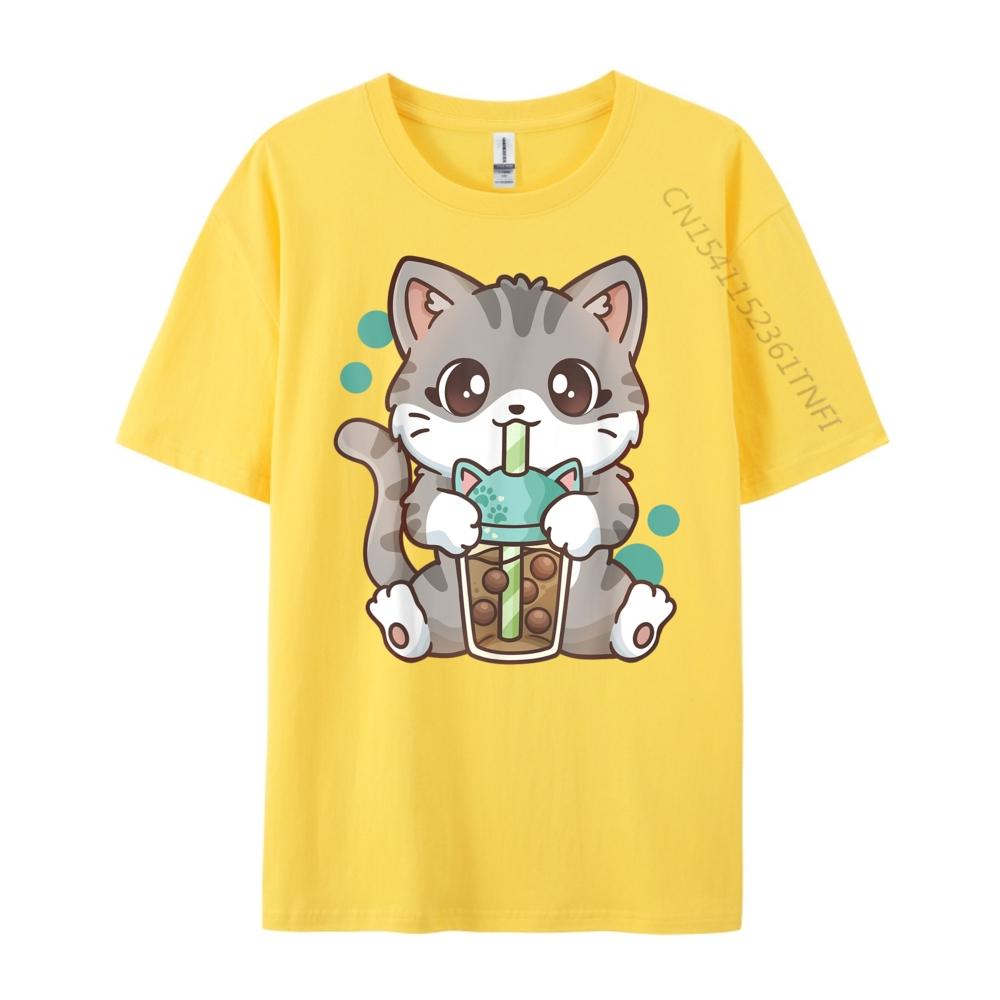 Boba Cat Bubble Tea Cat Kawaii Anime Girls Graphic T Shirts Unisex Oversized Camiseta Masculina Holidays