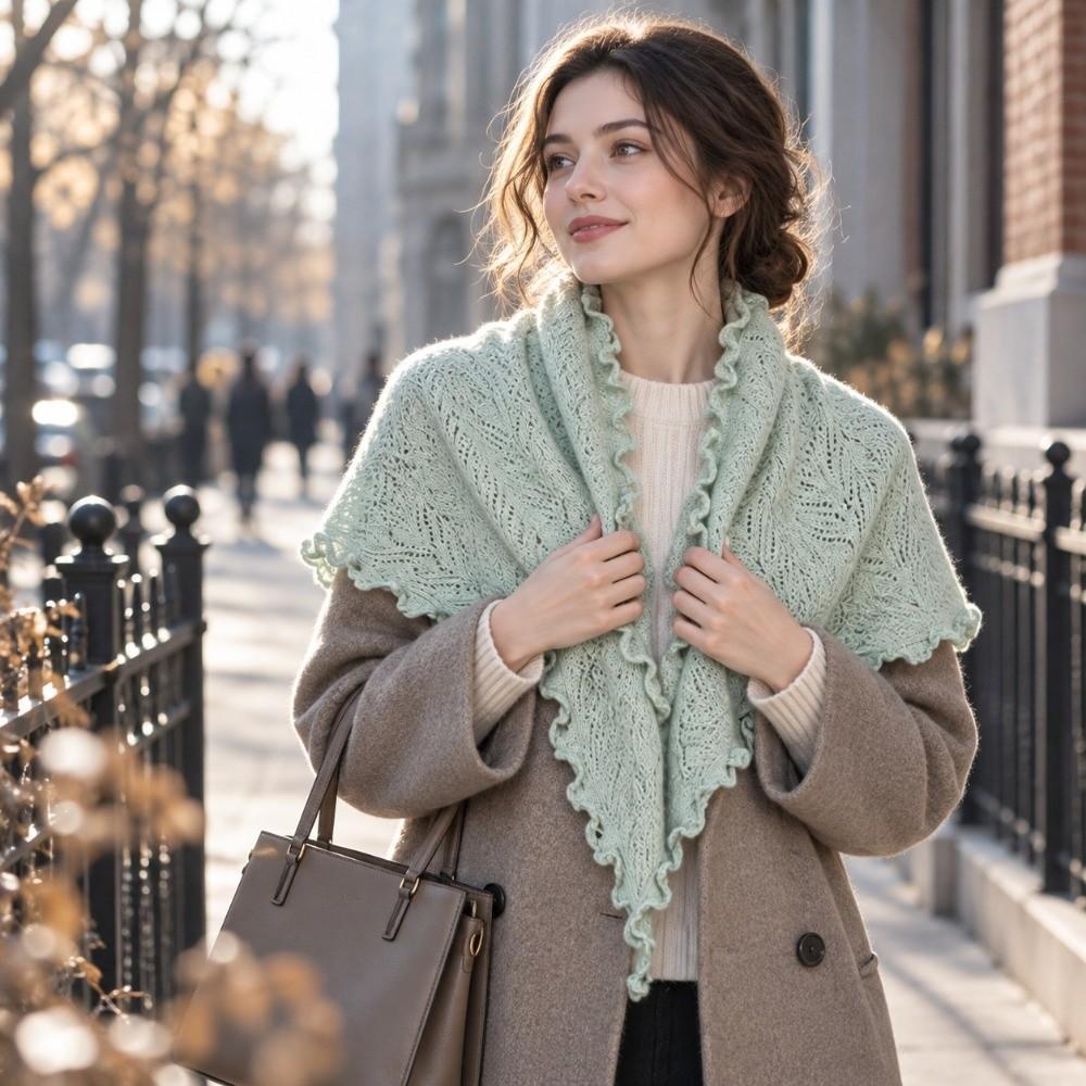 Solid Color Women Scarf Wool Blend Wool Bandana Fashion Triangle Scarf Autumn Winter