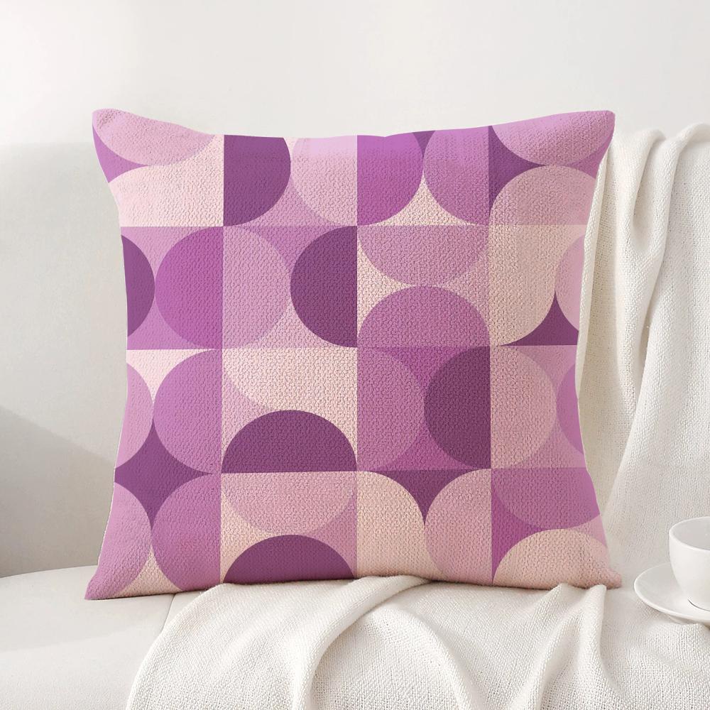 Purple Geometric Pattern Cushion Cover Natural Linen Organic Fabric Double-Sided Printing Sofa Home Decor Gift Pillow Cover