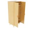 Kleiderschrank (Einzelstück 70 × 55 × 170 cm), Doppeltürdesign mit großen Staufächern, griffförmige Cartoon-Griffe und erhöhte Füße, Holzfarbe
