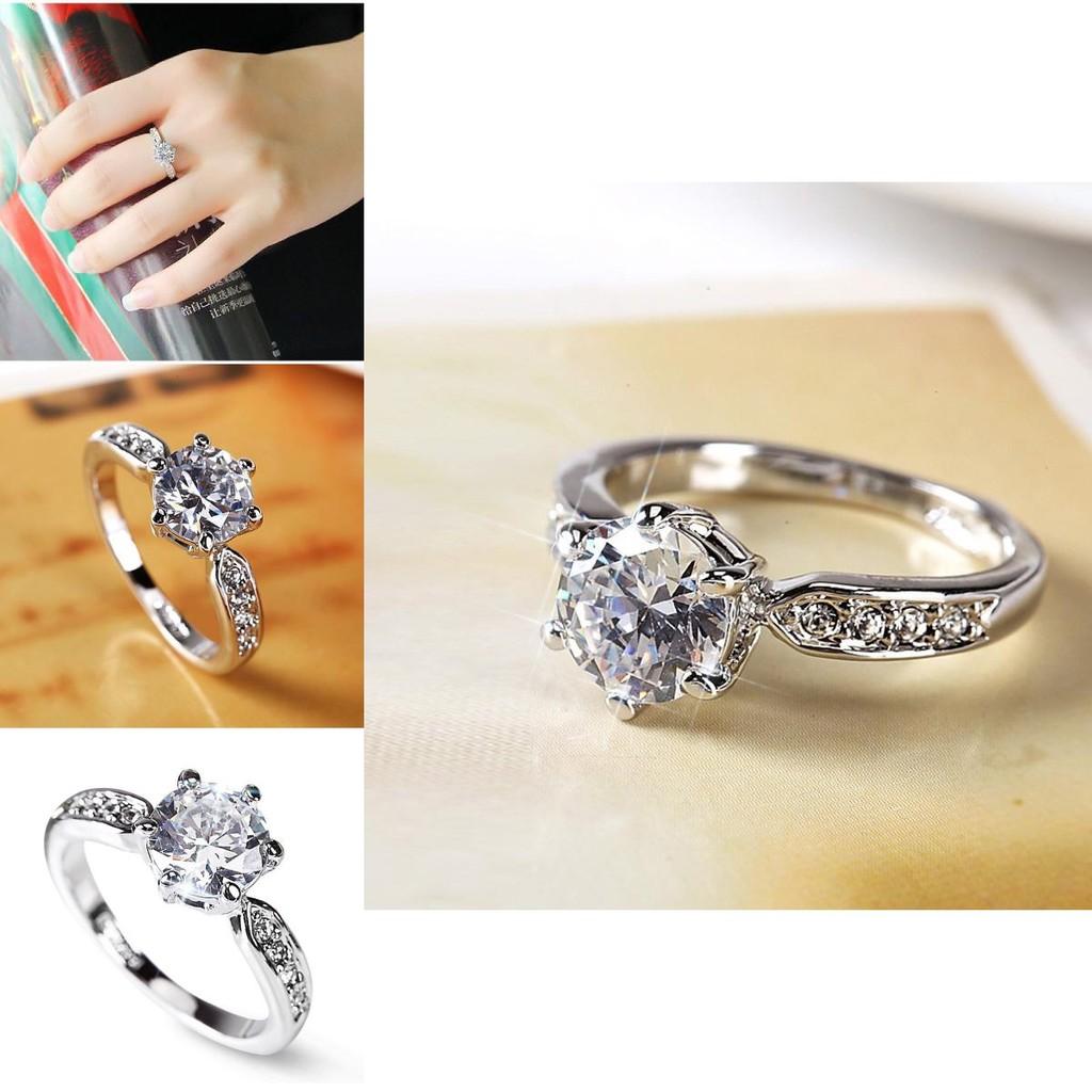 Elegant Womens Geometric White Copper Ring With Faux Diamond For Weddings And Engagements