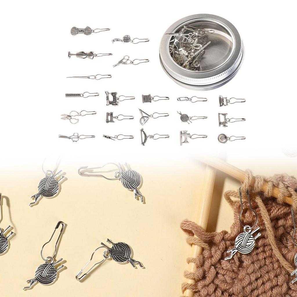 21Pcs Vintage Knitting Marker Charm Safe Pin Crochet Stiching Marker Sweater Shawl Cardigan Brooch Pin Charm Decoration