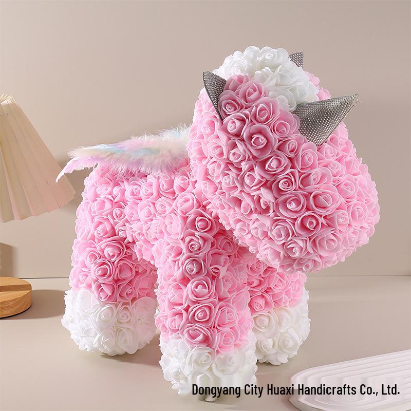 Unicorn Rose Crown: Preserved PE Foam Flower with Veil - Valentine's Day & Qixi Festival Gift