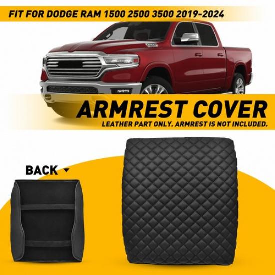 Fit Ram Dodge Armrest -2024 Center Console Cover Lid Cushion Leather Pad