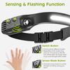 Induction Headlamp COB+LED Head Flashlight Built in Battery USB Rechargeable Outdoor Waterproof Camping Fishing Work Lantern