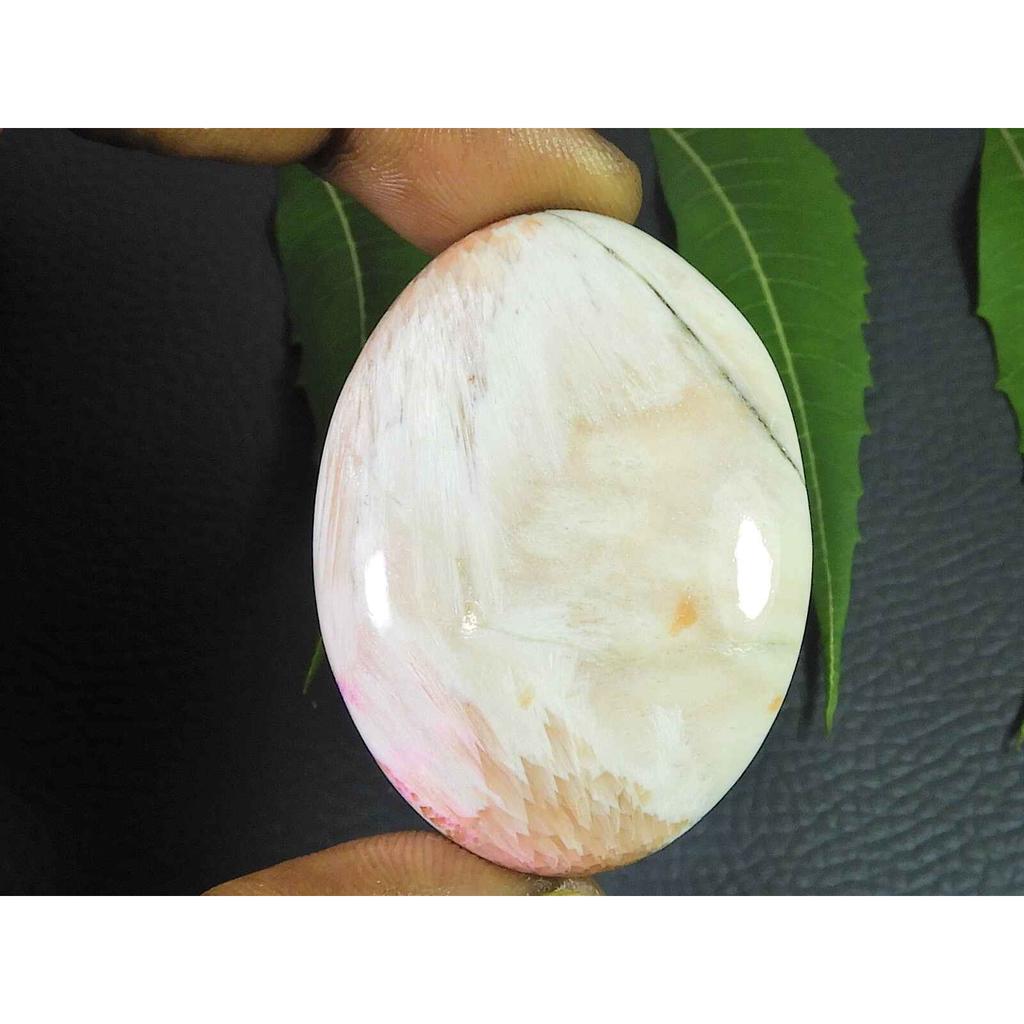 Natural Pink Scolocite Oval Shape Cabcohon Loose Gemstone 87Cts. 34X47X08MM SK-3523