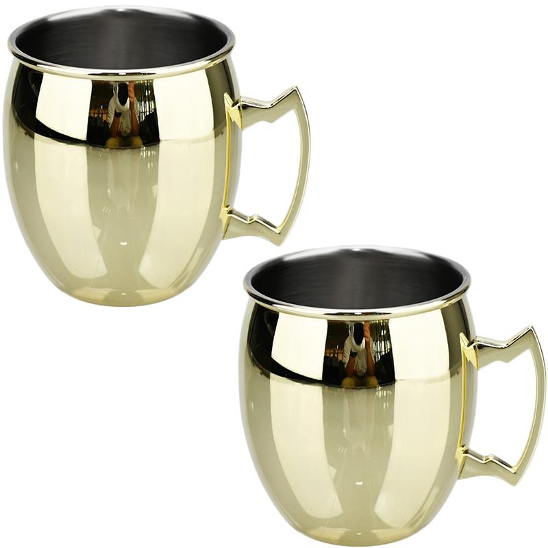 

2 шт., новая кружка для коктейля и вина Moscow Mule, кружка 500 мл, нержавеющая сталь, кованая медная, пивная кружка, барная посуда для напитков 500ml