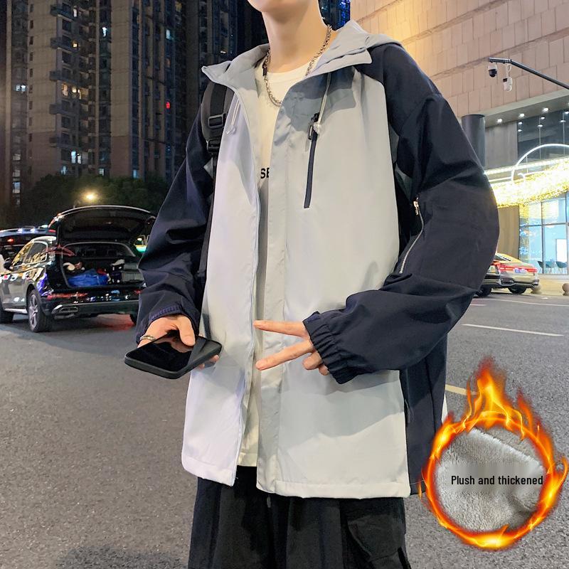 Men's Hooded Jacket: Autumn/Winter 2025, Plus Velvet, Trendy American Style, Outdoor Mountaineering, Casual Workwear.