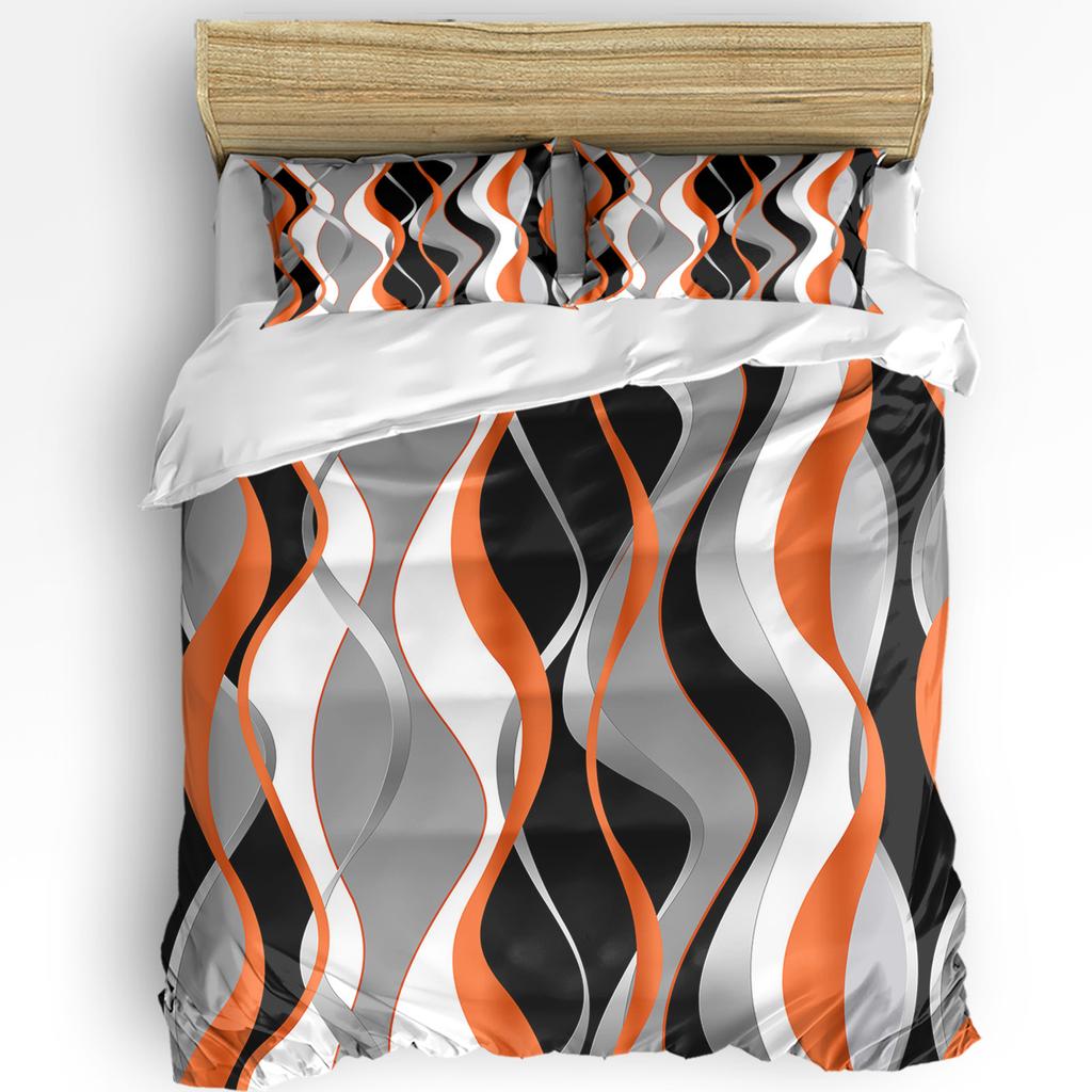 Geometric Red Black Gray Solid Abstract 3pcs Bedding Set For Double Bed Home Textile Duvet Cover Quilt Cover Pillowcase