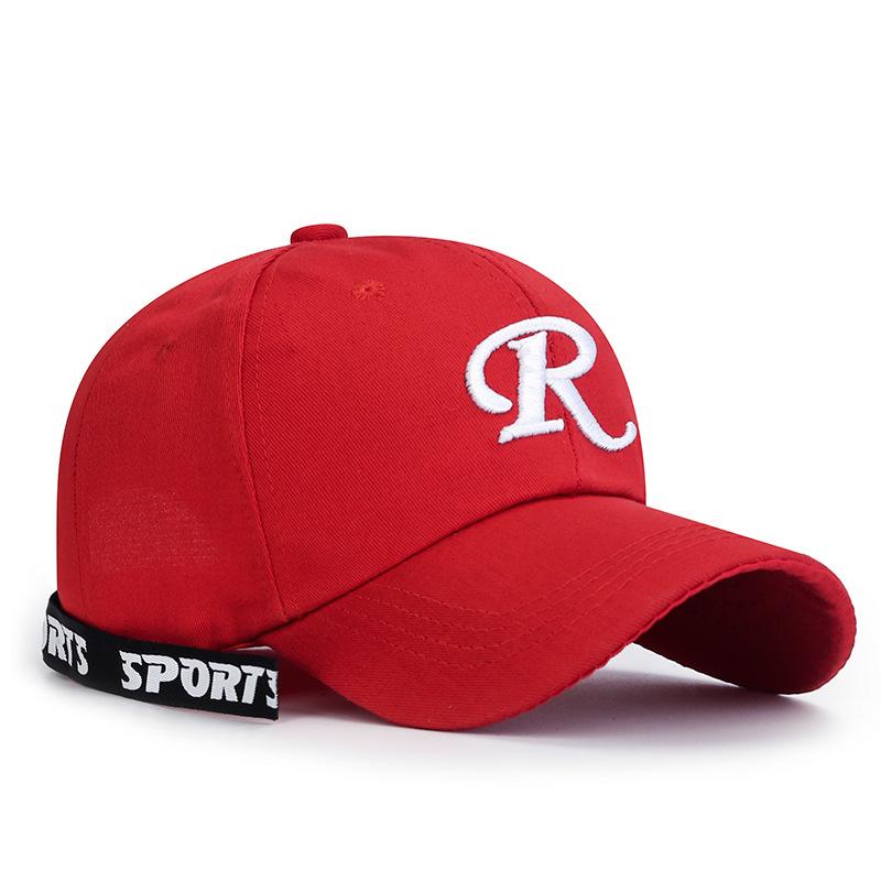 Versiune coreeană a pălăriei noi de primăvară și vară cu panglică cu litere, cupluri tinere, modă stradală, broderie, șapcă de baseball mare cu R