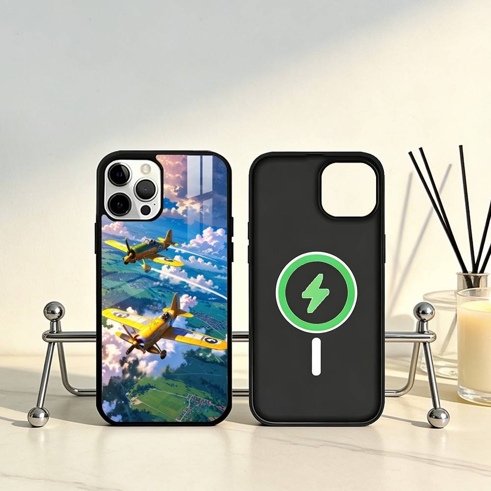 Aircraft Art Phone Case For iPhone17,16,15,14,13,12,11 Plus,Pro Max Magnetic For Magsafe Wireless Charging