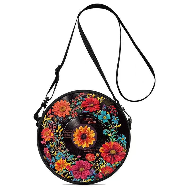 Women'S Personalized Vinyl Record Cosmetic Bag Shoulder Bag Backpack Storage Bag Polyester Travel Storage Bag