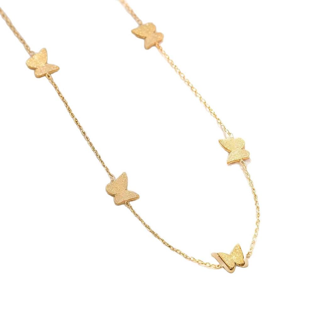 Korean Style Frosted Butterfly Necklace: Elegant, Simple, Versatile Gold-Plated Titanium Steel Design