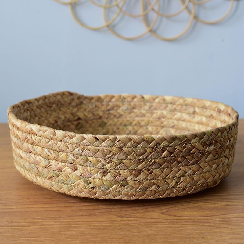 Round Woven Water Hyacinth Basket - Home Snack and Sundries Organizer