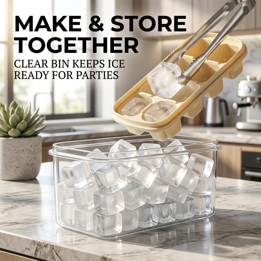 Reusable Ice Cube Tray With Lid Ice Cube Box Refrigerator Plastic Ice Mold 8 Grids Ice Cube Maker Kitchen Accessories Bar Tools